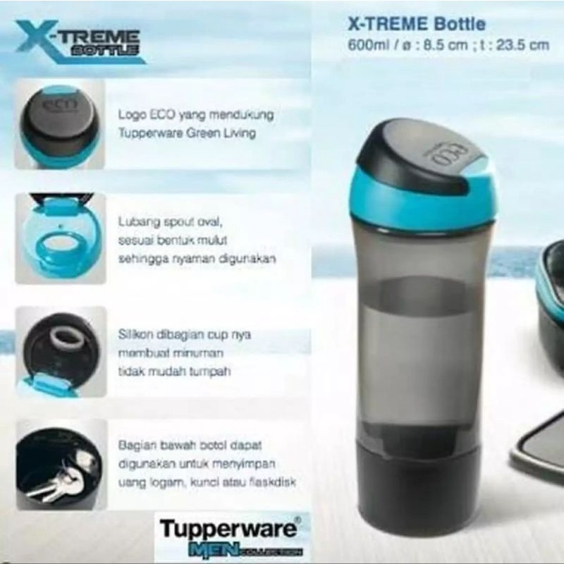 tupperware xtreme bottle 600ml - botol gym - botol air minum - botol murah