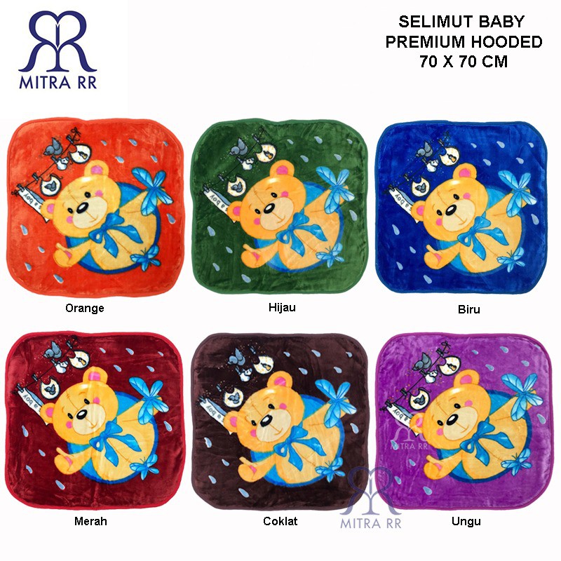 Selimut Bayi Premium Double Fleece / Selimut Bayi With Hood/ Selimut Bulu Halus Ukuran 70X70