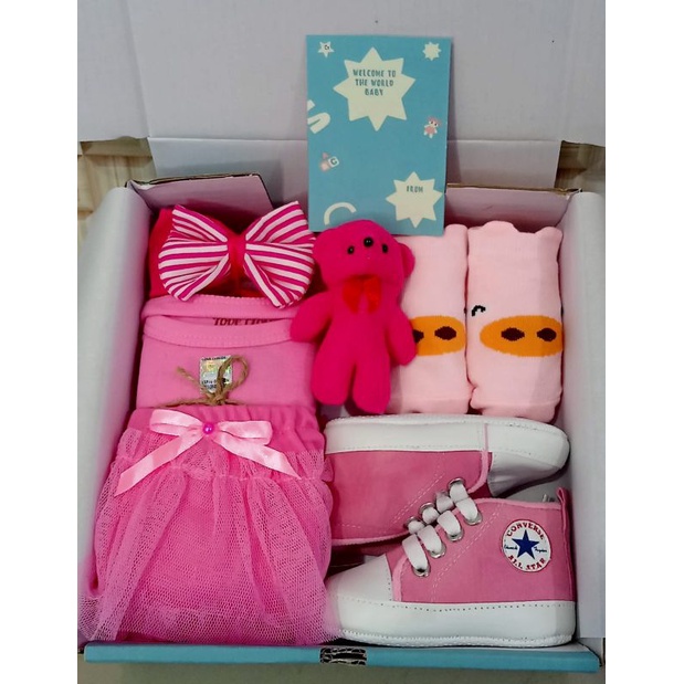 Hampers Bayi Newborn Baby Gift Set Unisex Kado Lahiran Parcel Bayi Laki-laki Perempuan-Premium Pink Tutu