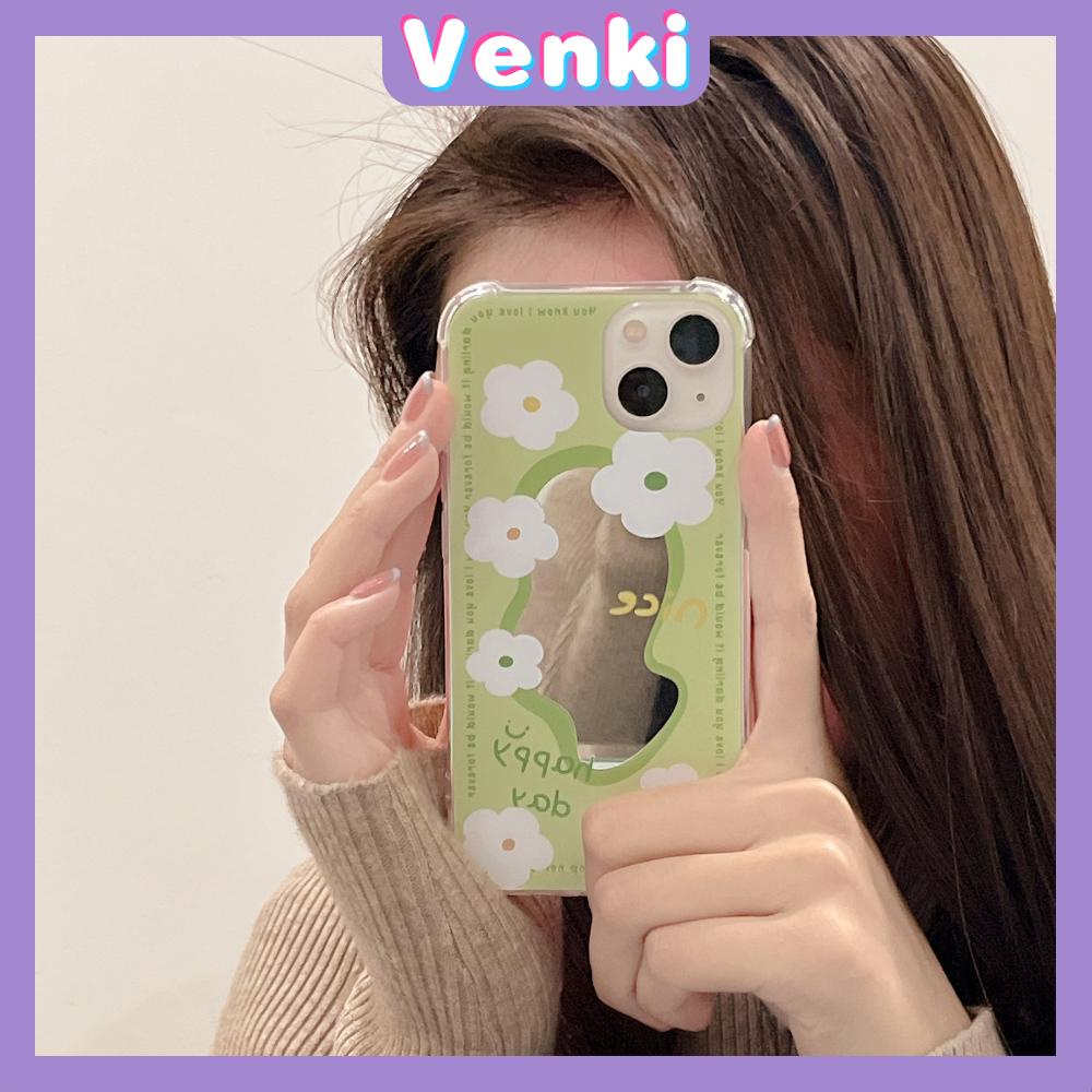 iPhone Case Acrylic HD Makeup Mirror Airbag Shockproof Protection Camera Green Tulip Flowers Compatible For iPhone 11 iPhone 13 Pro Max iPhone 12 Pro Max iPhone 7 Plus iPhone xr