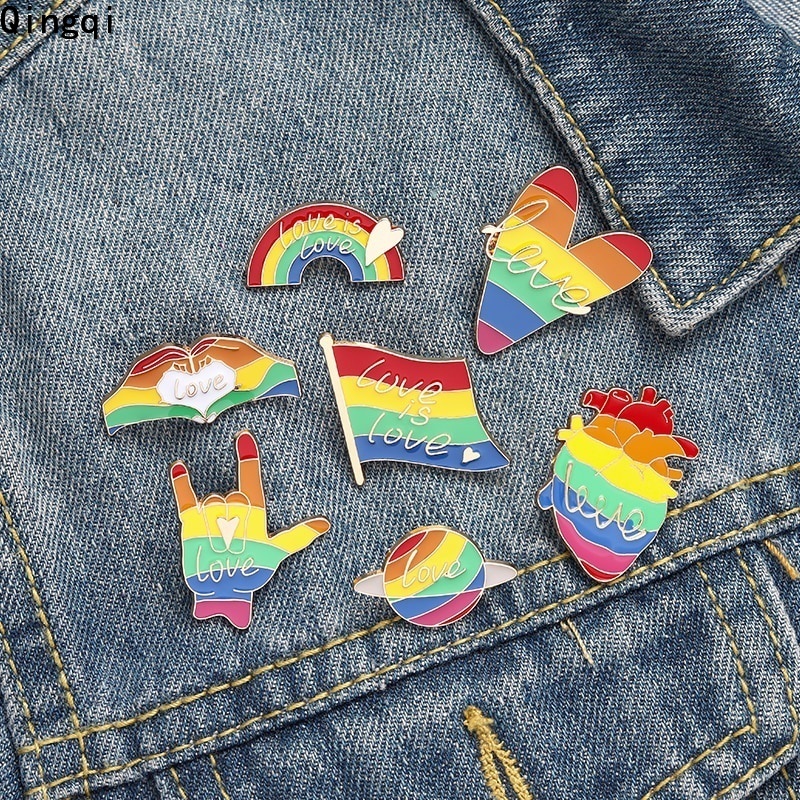 Bros Pin Enamel Desain Bendera LGBT Pelangi Untuk Hadiah Teman