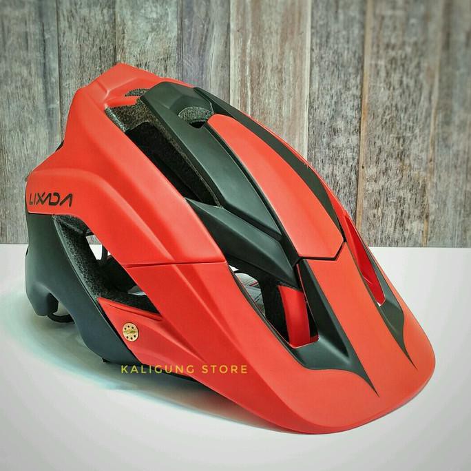 Lucu Helm Sepeda Mtb Am Enduro Merk Lixada Hitam Merah Limited
