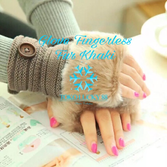 IMPORT Glove Fingerless Fur Sarung Tangan Winter Musim Dingin Bulu Lembut Fingerless Fur