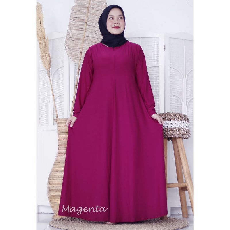 Baju Gamis Jersey Maxi Maxy Dress BIG Size Ukuran XL XXL XXXL 3XL 5XL LD120 LD140 SUPER JUMBO Polos 