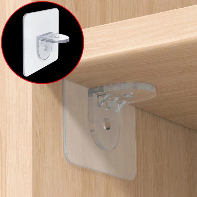 Multi-function Strong Self-adhesive Clapboard Bracket Hook/Transparent Punch-free Layered Partition Wall Mounted Support Stick Hook