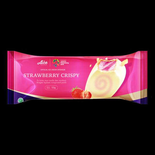 

Aice strawberry crispy eskrim es krim stroberi krispy