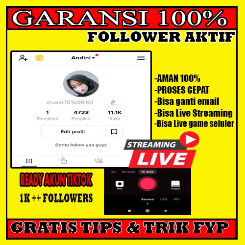 AKUN TIKTOK LIVE REAL FOLLOWER INDO