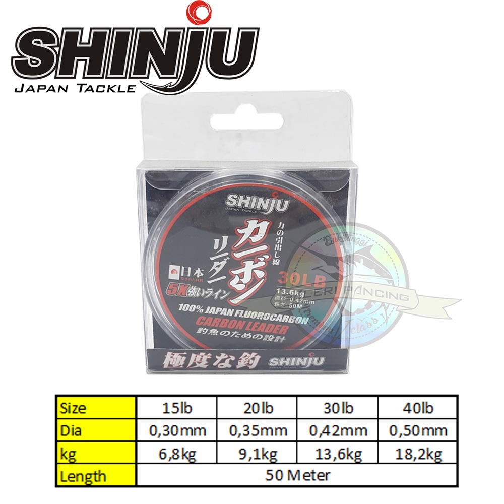Senar Pancing Shinju Carbon Leader 100% Japan Fluorocarbon 50 Meter