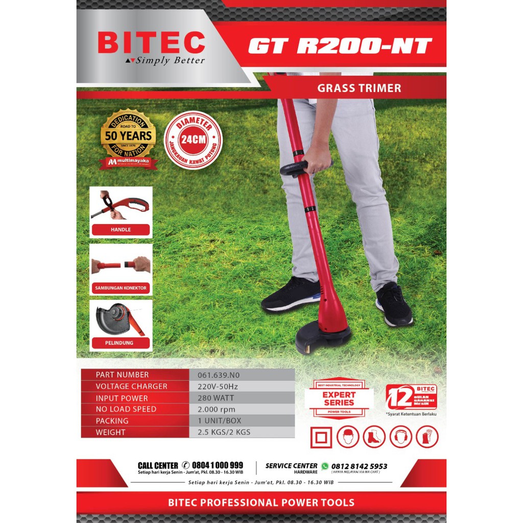 Potong Rumput Listrik Bitec GT R200-NT Grass Trimmer 280 Watt