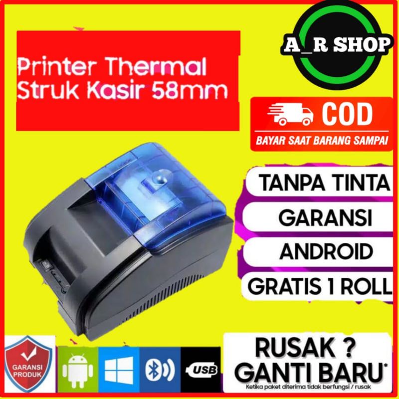 Mini Portable Mobile Reciept Pos Printer Thermal Bluetooth RPP02 58mm Kertas Kasir PPOB USB  Blutut