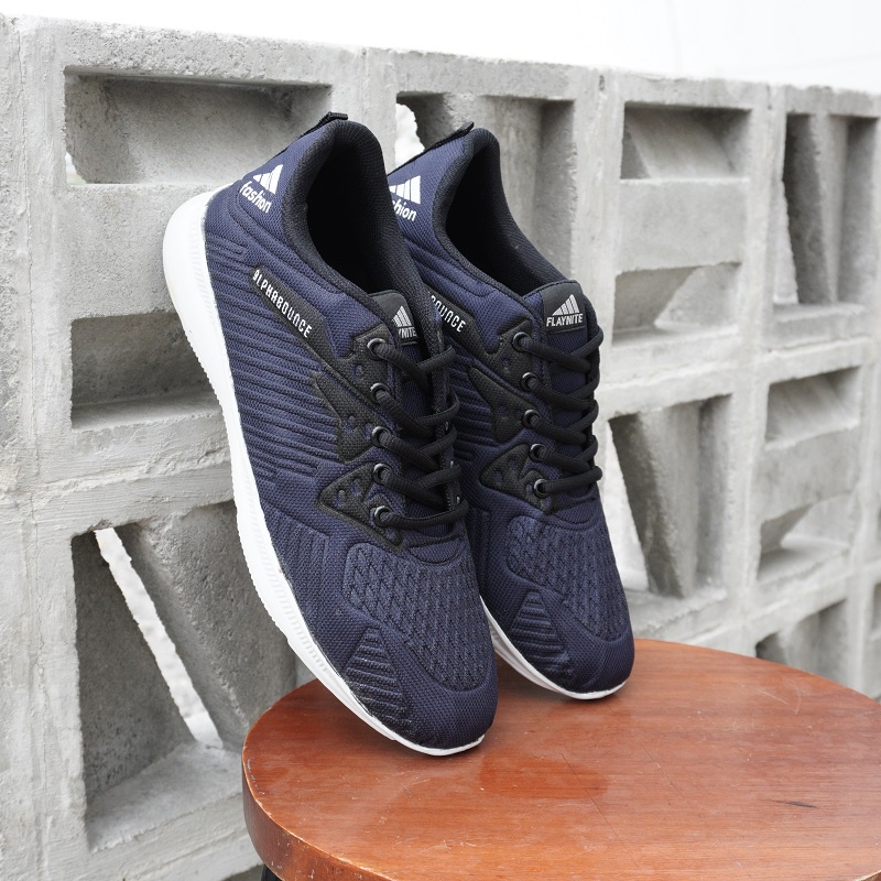 (BISA COD) Sepatu Pria Sport Casual Unisex Adidas Alphabounce Bisa Dipake Lari Senam Bahan Mesh Canvas Hitam Running Casual Keren Santai