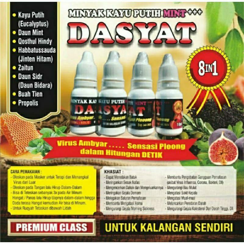 MINYAK KAYU PUTIH PLUS QUSTHUL HINDI TETES HERBAL OBAT ANOSMIA HILANG PENCIUMAN DAHSYAT DASYAT 8 IN 1