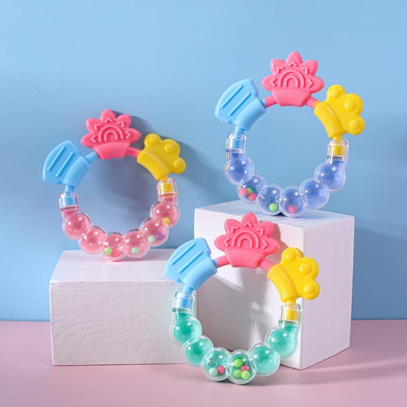 ❤️ 𝐃𝐤𝐢𝐝𝐬 ❤️ AB003 Mainan Gigitan Bayi / Mainan Rattle Genggam Bayi Gigitan Empeng Buah Plastik Dengan Teether Gelatin / Gigitan Bayi Teether