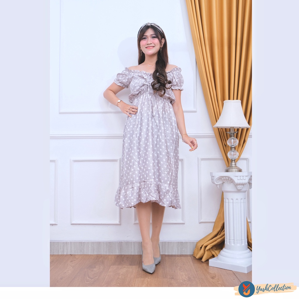 YashCollection Daster Casandra Daster Kekinian Fit XL-Casa Polka Grey
