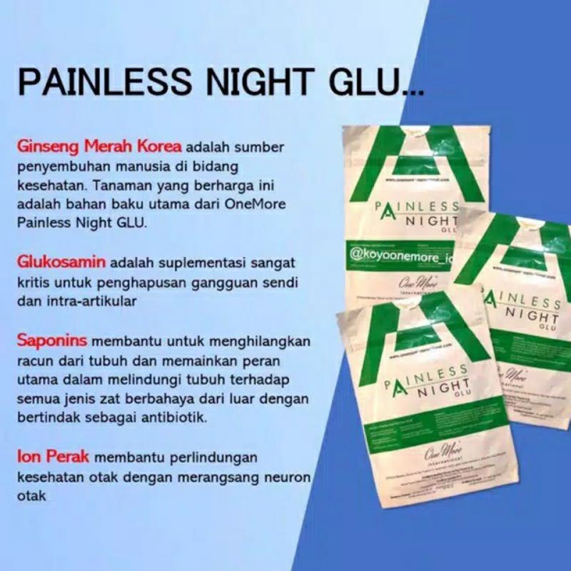 redy banyak koyo herbal khas turki PAINLESS NIGHT GLU ONE MORE/lembar