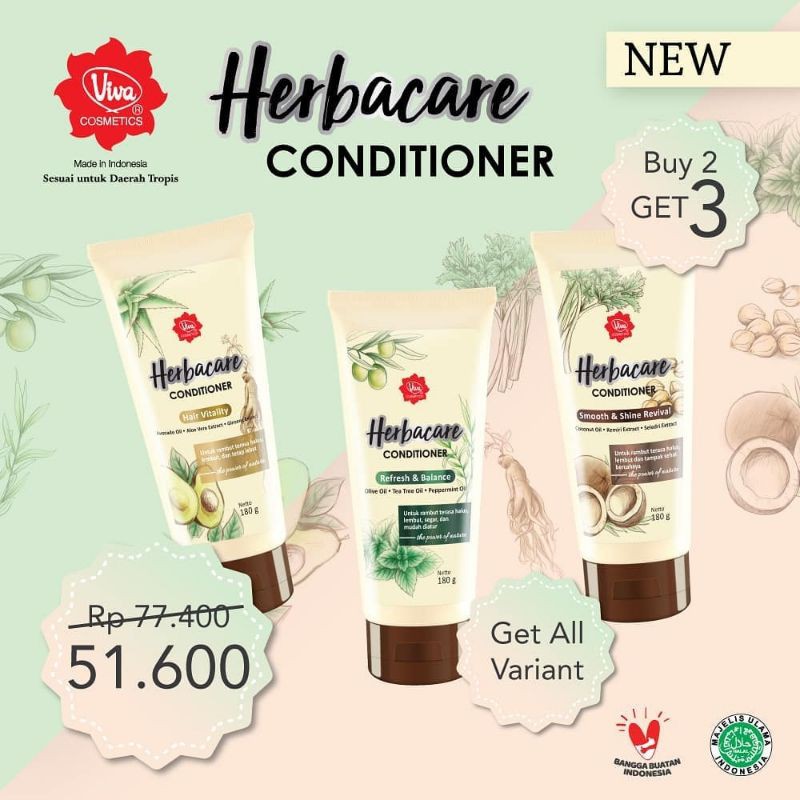 Paket Hair Conditioner Rambut Herbacare Viva