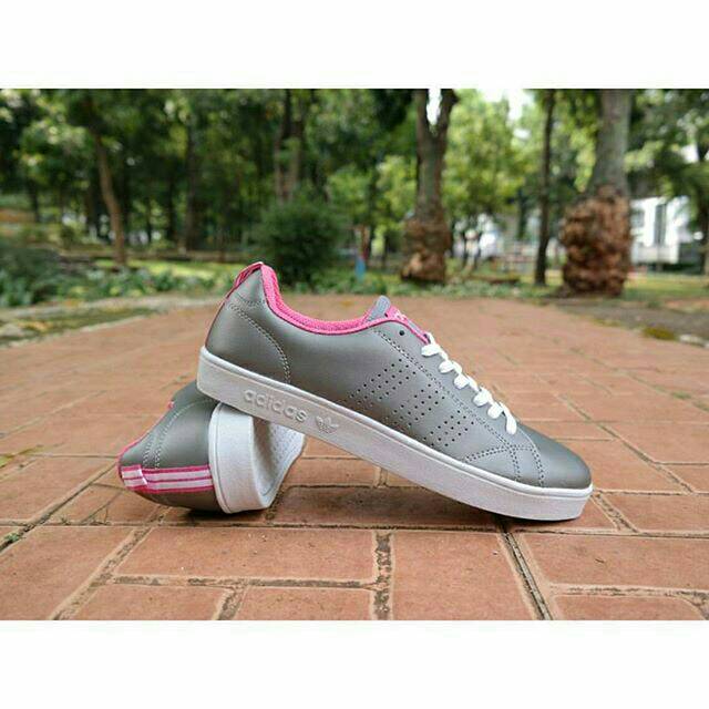 Sepatu Adidas Neo Advantage Grey Pink Sneakers Wanita Sport Olahraga Senam Fitnes Lari