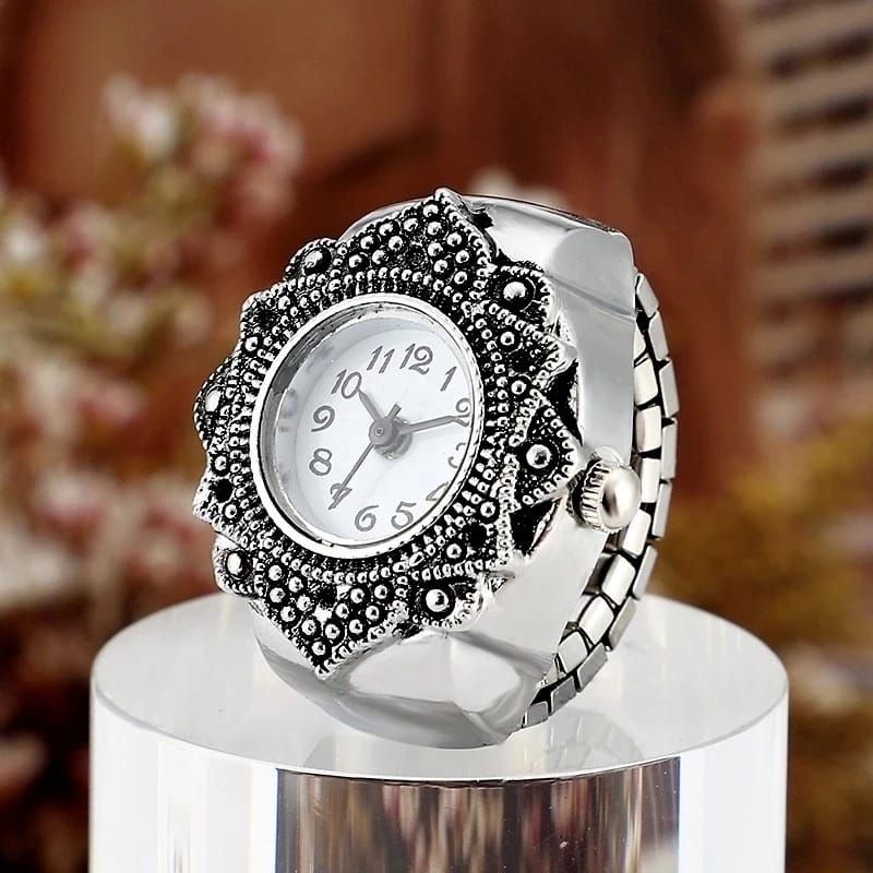 Jam cincin wanita unik cantik elegan, jam cincin analog hidup