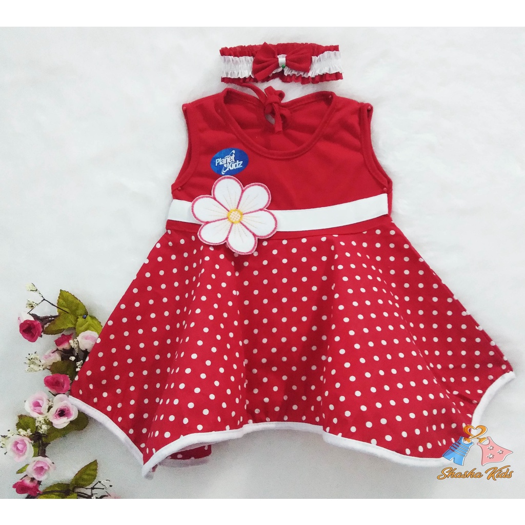 [S-03] Baju Bayi Perempuan/Dress Bayi  Perempuan Planet Kids motif bunga  cantik   0-6 bln Bonus BANDANA