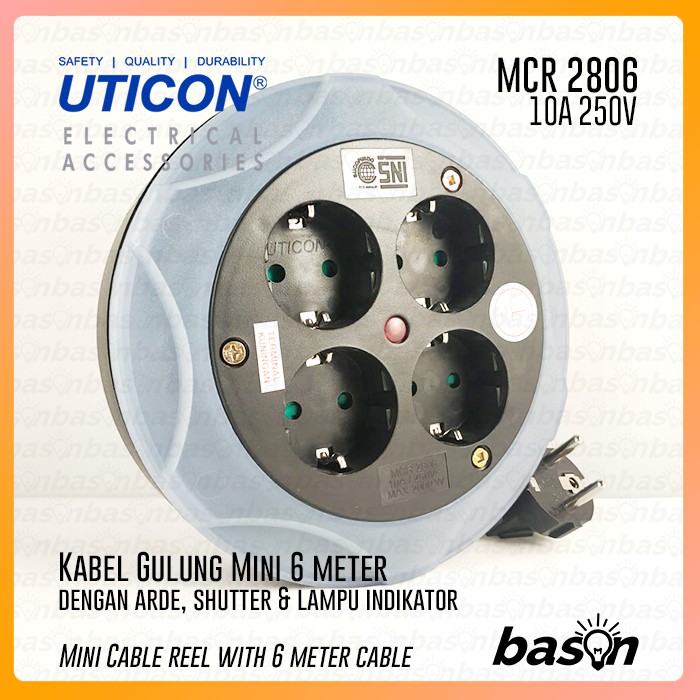 UTICON MCR2806 Cable Reel - Kabel Gulung Mini Arde 6Meter