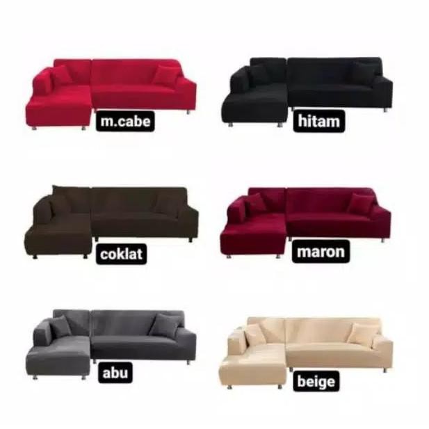 Cover Sofa L Sarung Sofa L Sudut Free 2 Bh Sarung Bantal - Acak / Random Lapakayune
