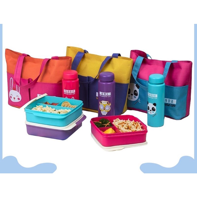 Tempat makan set tas karakter shuga lunch bag set of 3pcs