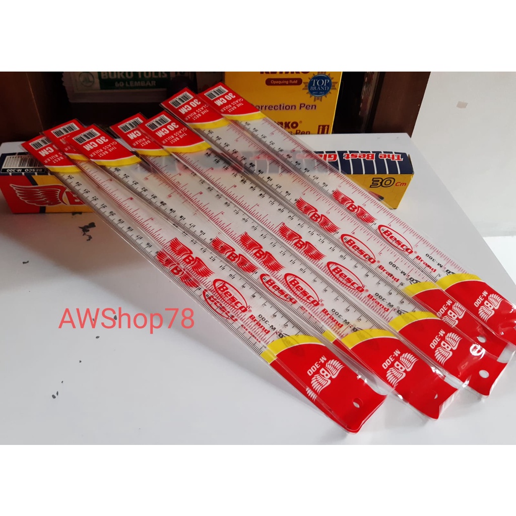 

penggaris besco 30 cm bening/pcs