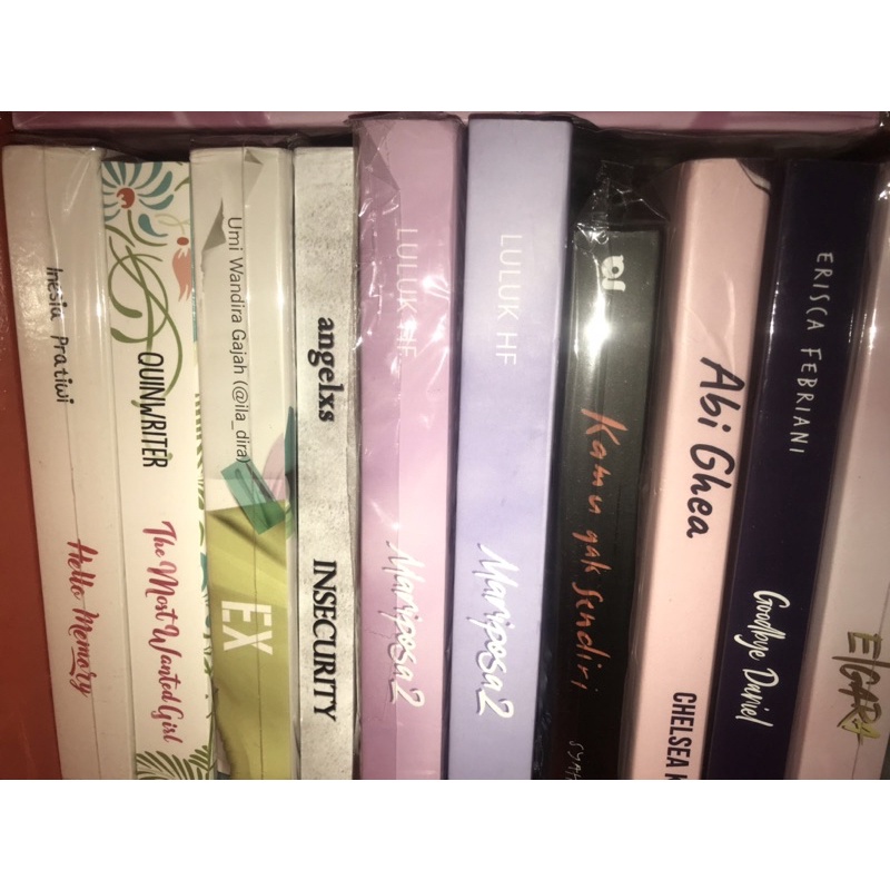 novel preloved (novel bekas) abighea, elgara ttd, unfamiliar twins ttd, ex, mariposa 2 ttd, insecuri