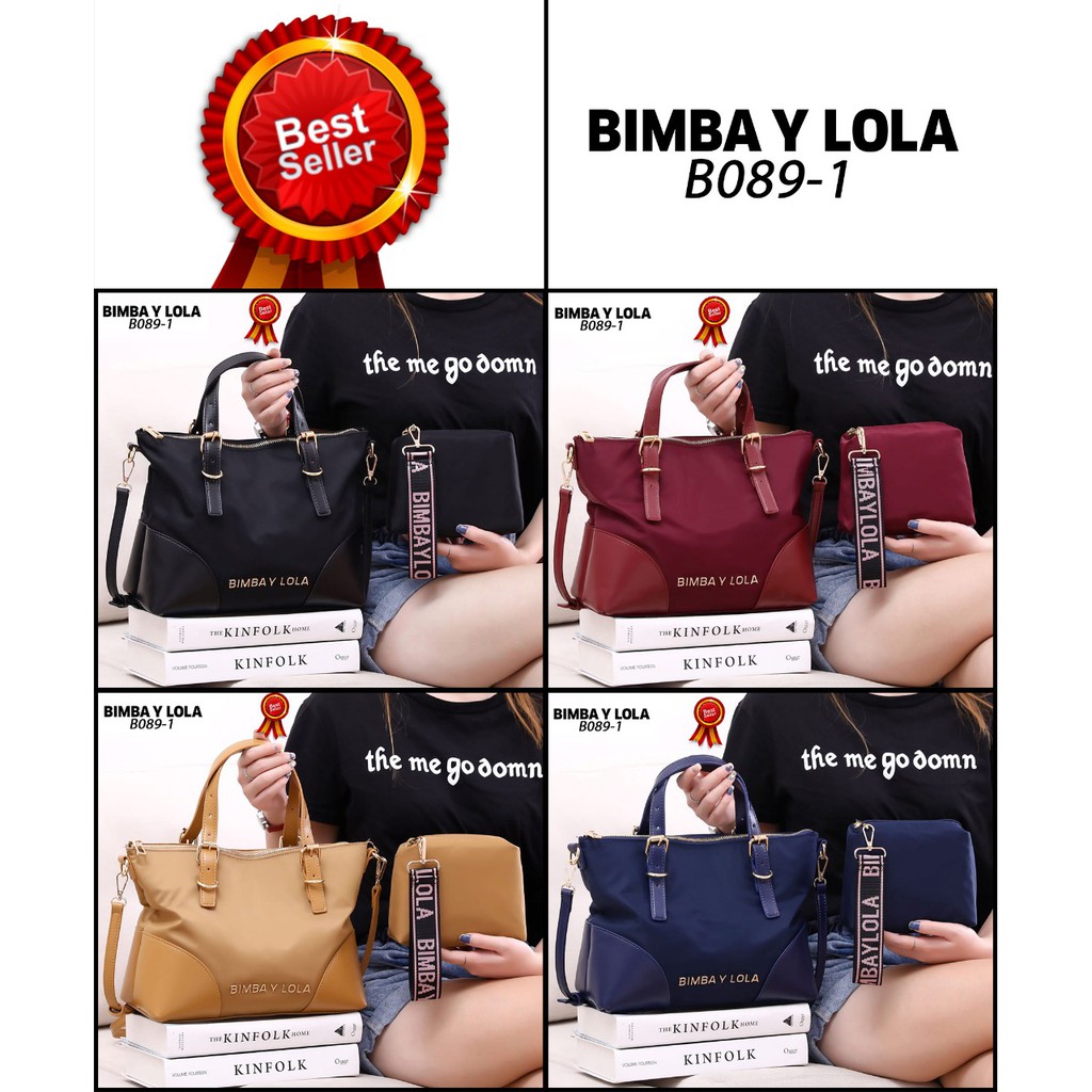 BIMBA Y LOLA Bolso Shopper Tote Grande Negro Women Bag  2in1
