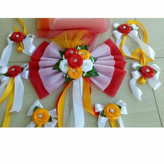 Super Spesial Bunga Hias Mobil pengantin MPT01 6 bunga kecil dan perekat magnet- Bunga mobil Pernika