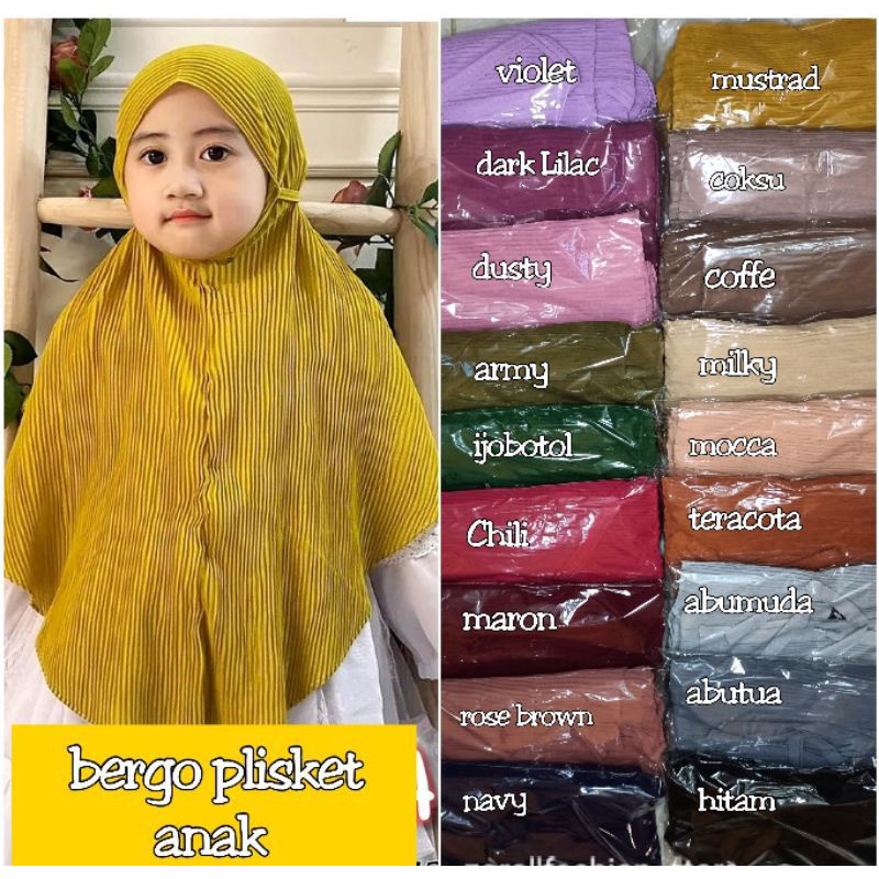 Jilbab Bergo Instant Plisket Anak