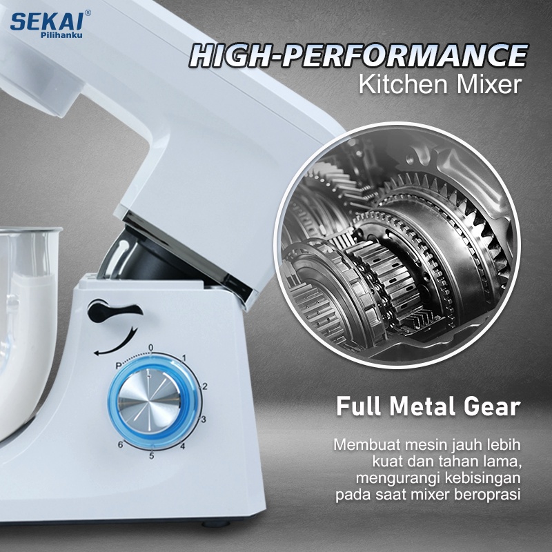 SEKAI Stand Mixer 6,5 Liter MX687B Pengaduk Adonan Low Watt MX 687B