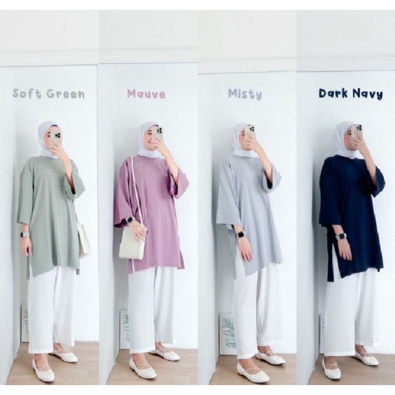 MJS-Myza Oversize XXL Slit Blouse/Korean Style/Atasan Wanita