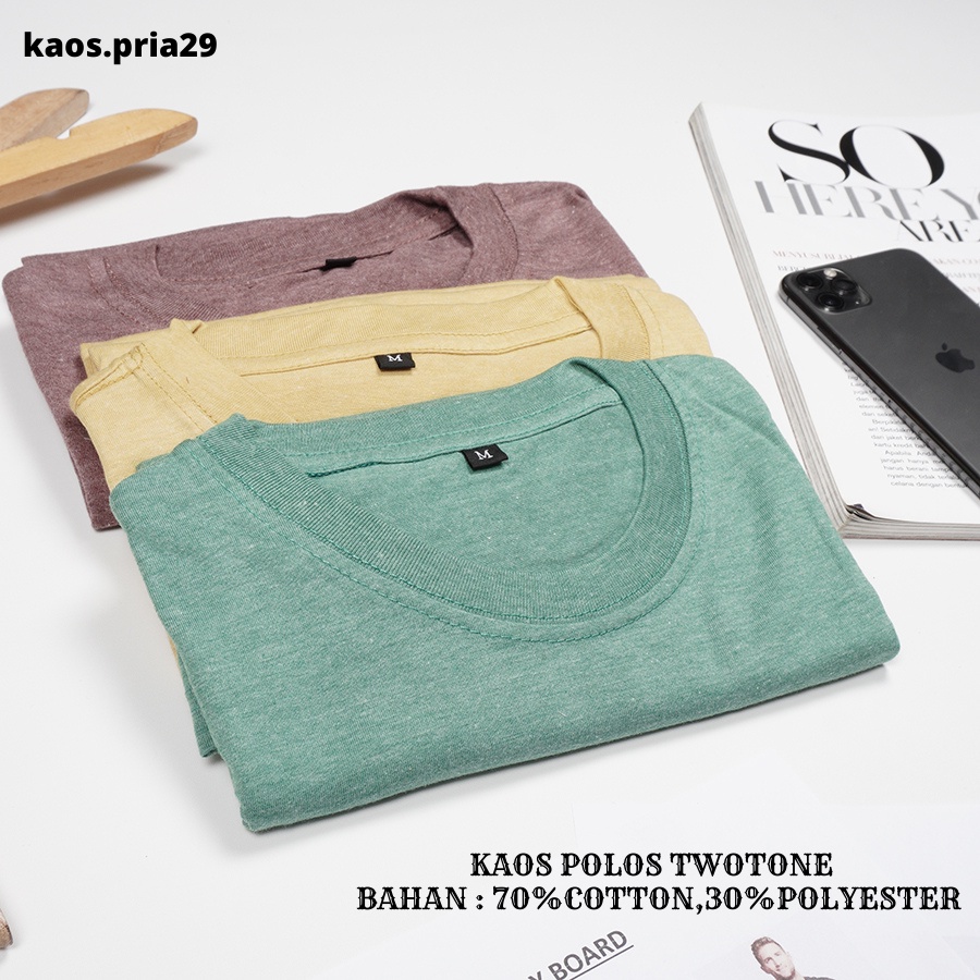 KAOS POLOS COTTON COMBED TWOTONE MISTY LENGAN PENDEK 30’S / PRIA &amp; WANITA 100% DISTRO