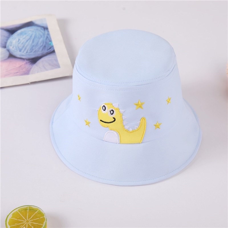 Bucket Hat Anak Topi Anak Topi Rimba Anak Laki Laki Perempuan 2 - 10 Tahun Dinosaurus / Bucket Hat Topi Piknik Anak Bayi Balita TK SD Laki Laki Perempuan DINOSARUS BINTANG 3-Star Dino Blue