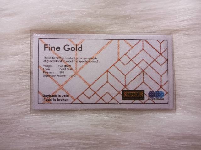 Mini Gold 0,1 Gr (berkadar 99,9 % bersertifikat)