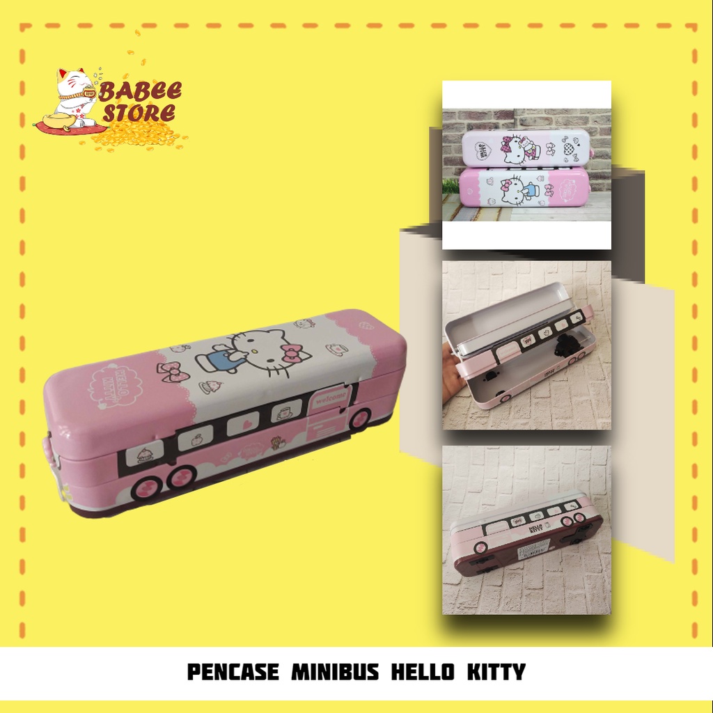 BABEE - TEMPAT PENSIL KOTAK PENSIL / PENCIL CASE HELLO KITTY / TEMPAT ALAT TULIS PINK MINIBUS