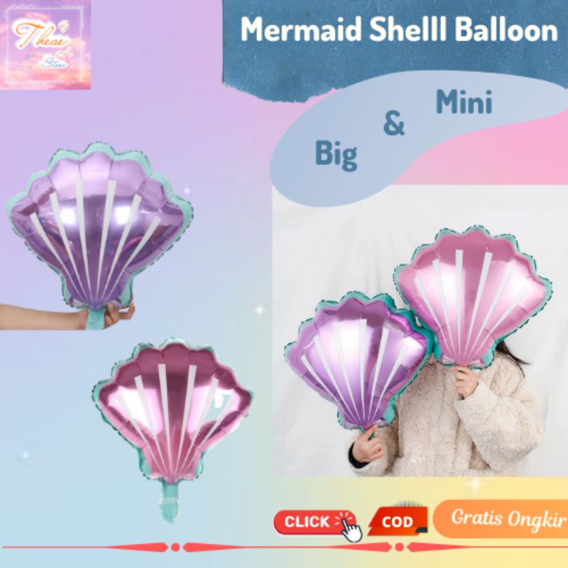 Balon Foil Mini Jumbo pink ungu  mermaid besar  Shell kerang hiasan perlengkapan pesta anak remaja d