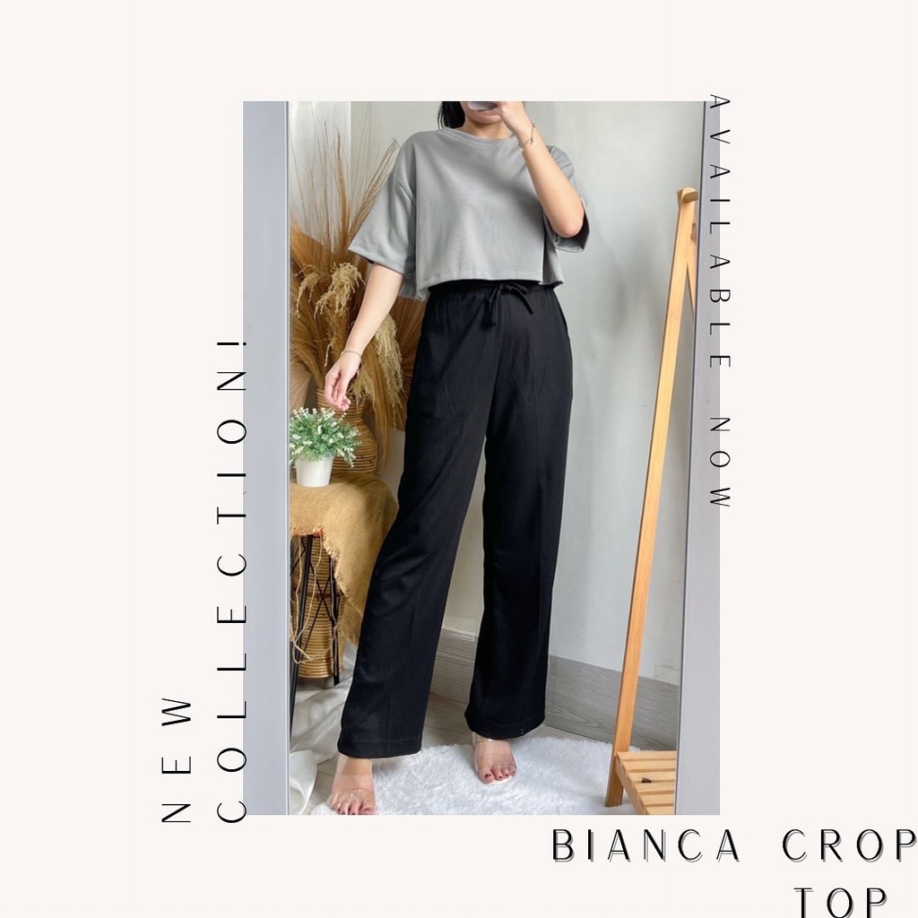 Bianca Crop Top - Blouse Atasan Wanita Crop Top Bahan Rib Knit