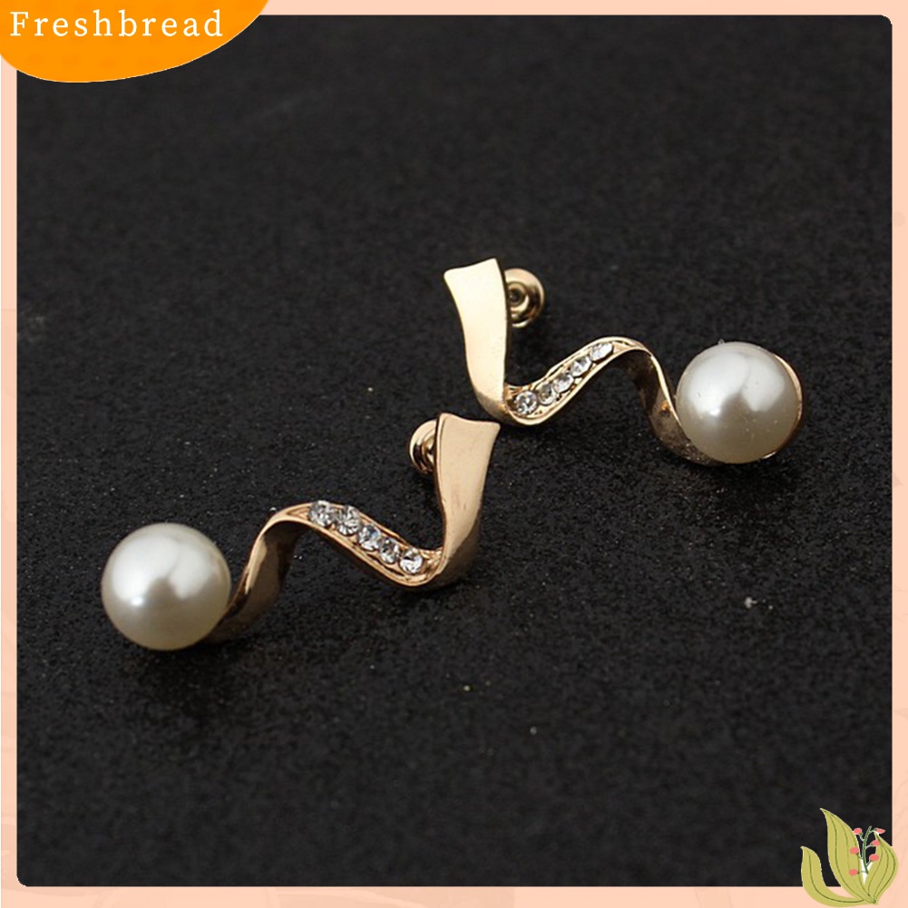 Terlaris Rhinestone Faux Pearl Beaded Necklace Stud Earrings Bridal Wedding Jewelry Set