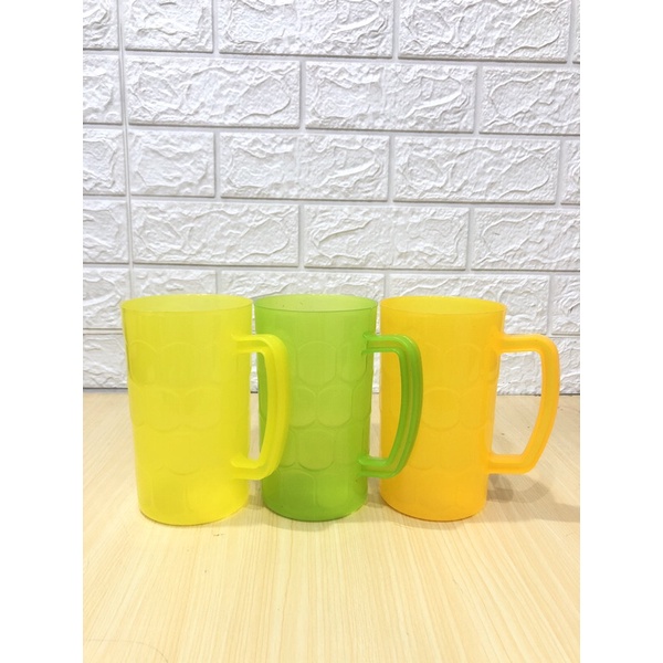 Gelas Kopyor Plastik Warna / Gelas Gagang Besar Kopyor Warna / Gelas Minum / Gelas Cangkir Plastik