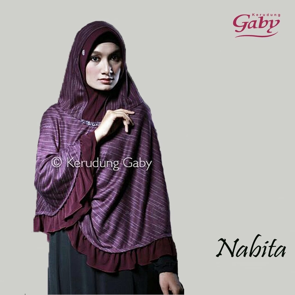 Gaby - Kerudung Nabita Kaos Grey Hijab Instan Jilbab Pad Busa Panjang