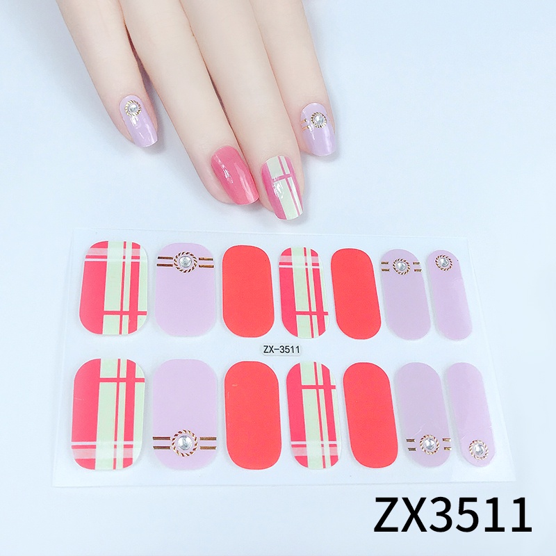 Stiker Kuku 3d Motif Berlian / Mutiara Warna Gradasi Tahan Air Untuk Nail Art / Manicure DIY
