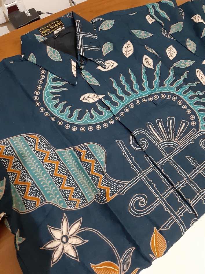 Purbo Mukti Navy Kemeja Batik Pria Full Furing Bahan Katun Cabut Primisima