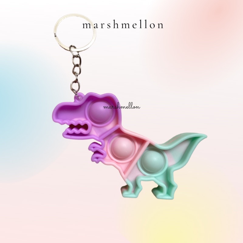 Gantungan Kunci Pop It & Gelang Pop It Pastel Rainbow | Pop It Gurita | Princess Key Chain (Snow White Cinderella Aurora Belle) | Pop It Warna Lilac Pink Tosca Fidget Key Chain Macaron-Dino