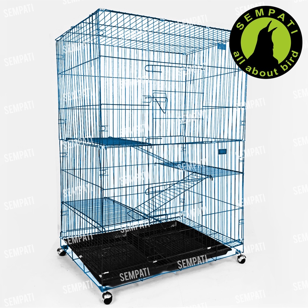 KANDANG ANJING 3 TINGKAT TERMURAH SIZE L KANDANG KUCING BURUNG KANDANG SUGAR GLIDER TINGKAT 3 KCG3L-BIRU