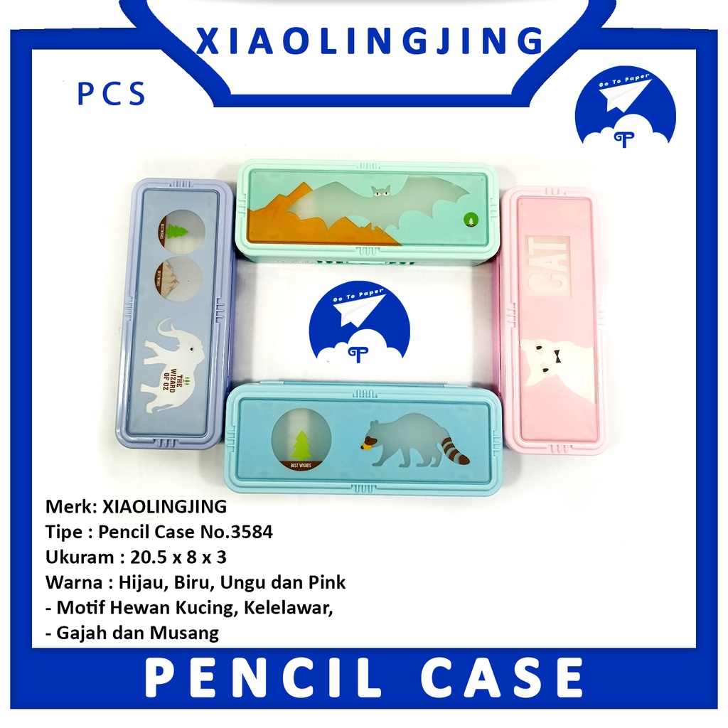 

XIAOLINGJING Pencil Case Type Kunci Kombinasi Berwana Motif Hewan - Pcs