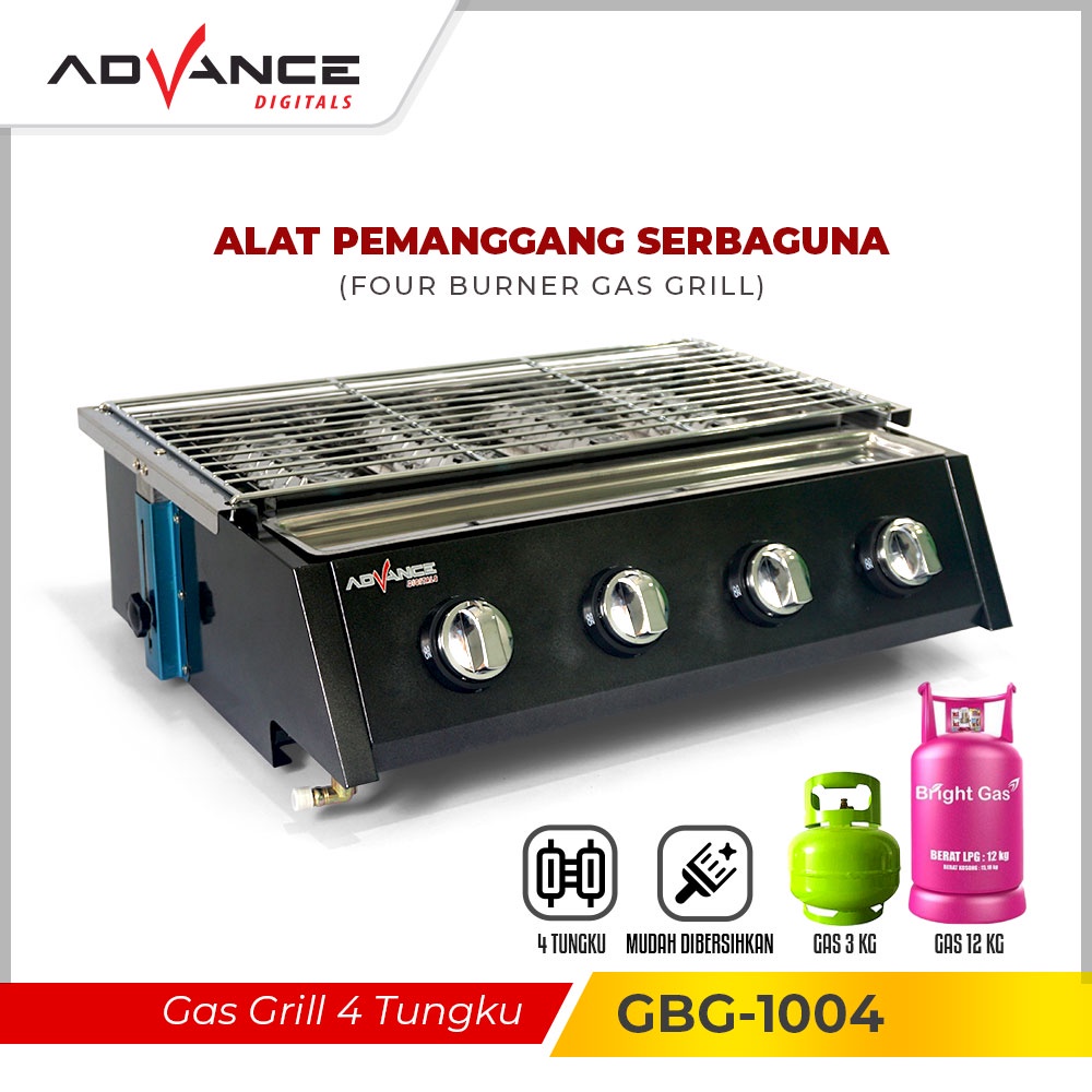 READY STOCK  ADVANCE Grill Gas 4 Tungku / Alat pemanggang Sosis dan Sate GBG-1004 Garansi Resmi 1 tahun