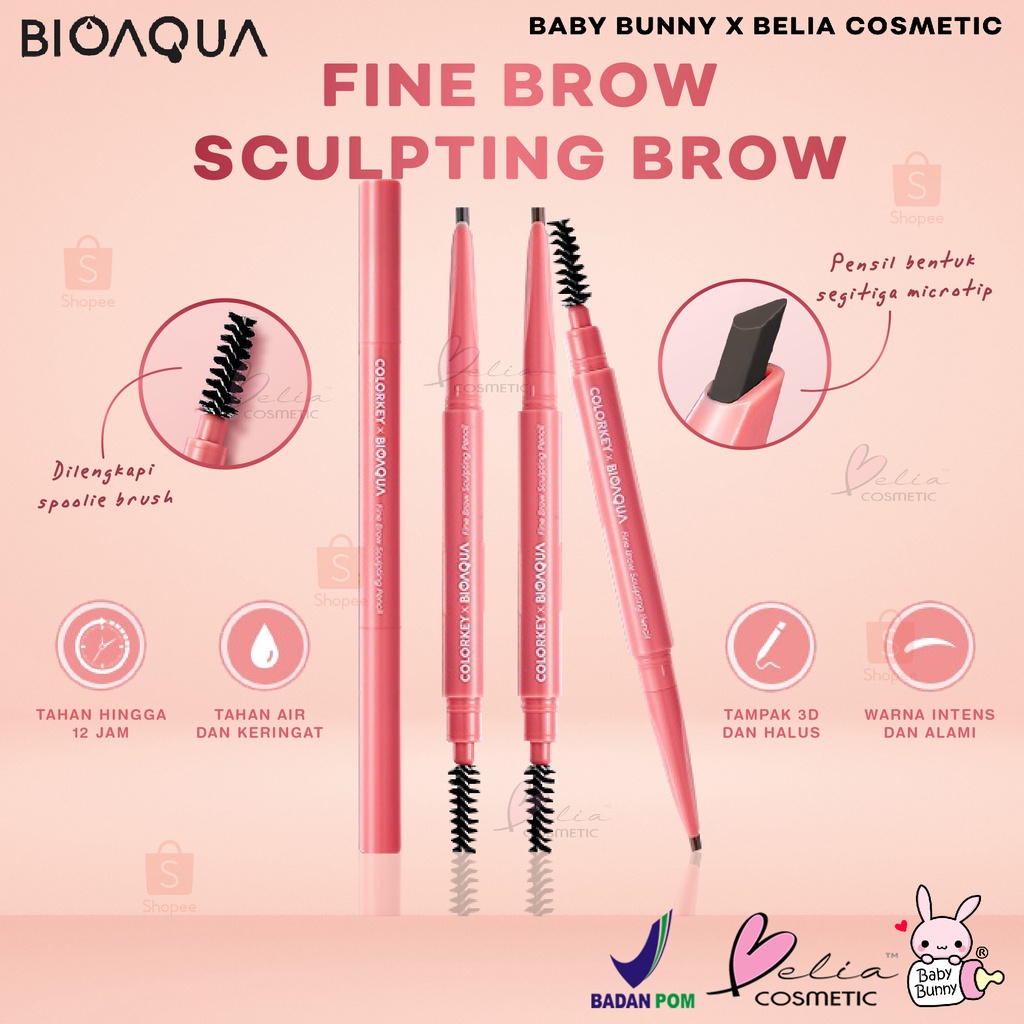 ❤ BELIA ❤ COLORKEY x BIOAQUA Fine Brow Sclupting Pencil Pensil Alis Waterproof Eyebrow Pencil Alis 3 Colours Tahan Air dan Keringat  | BPOM