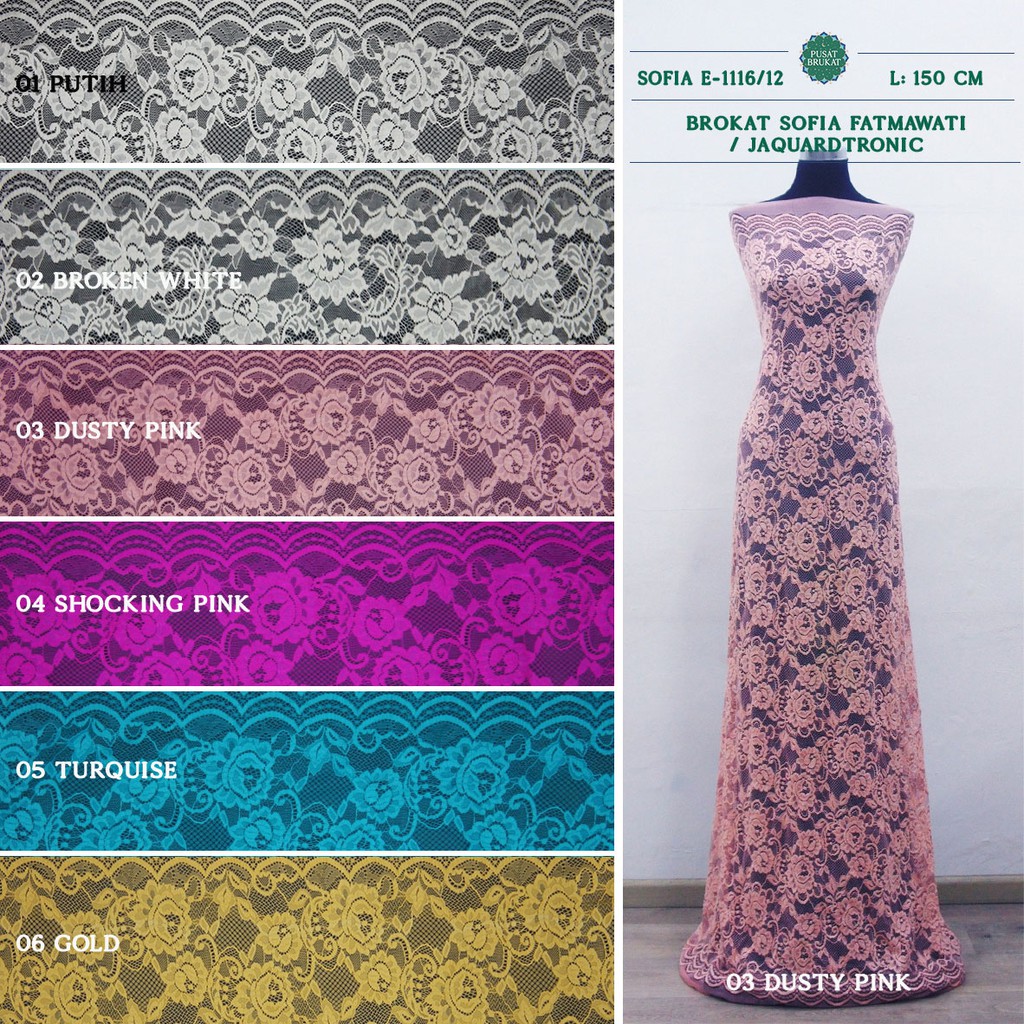 KAIN BRUKAT / BROKAT SOFIA FATMAWATI / JAQUARDTRONIC - SOFIA E-1116/12 - [harga per 0.5m]